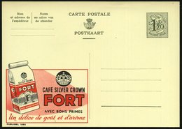 1952 BELGIEN, 1,20 F. Publibel-Ganzsache: SILVER CROWN KOFFIE FIRT (Kaffee-Packung Mit Fort U. Krone) Französ. Text, Ung - Other & Unclassified