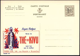 1954 BELGIEN, 1,20 F. Publibel-Ganzsache: Buvez Du THE DU KIVU.. THEKI TEA (Häuptling Vor Palmen) Ungebr. (Mi.P 289 I /  - Otros & Sin Clasificación