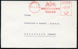 1954/60 (23) BREMEN 1, 2 Verschiedene Absender-Freistempel: BRINKMANN TABAK (1x Firmenlogo, 1x Tabak-Farmer Mit Tabakbla - Altri & Non Classificati