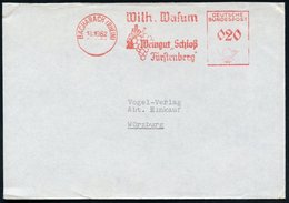 1962 (18.10.) BACHARACH (RHEIN), Alter Absender-Freistempel (Francotyp Ohne PLZ): Wilh. Wasum, Weingut "Schloß Fürstenbe - Sonstige & Ohne Zuordnung