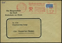 1952 (11.1.) (16) RÜDESHEIM (RHEIN), Absender-freistempel: Wein- U. Fremdenstadt ROMANTIK.. EDELWEIN, DER BÜRGERMEISTER  - Other & Unclassified