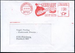 1969 (22.12.) 8701 SOMMERHAUSEN, Absender-Freistempel: Ernst GEBHARDT SEIT 1723 = Bockbeutel-Weinflasche, Fernbrief - We - Autres & Non Classés