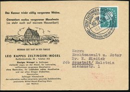 1961 (22 B) ZELTINGEN (MOSEL), Handwerbestempel: Zeltinger Himmelreich, Qualitätswein.. (Weinpokal, Weintraube) Auf Rekl - Other & Unclassified