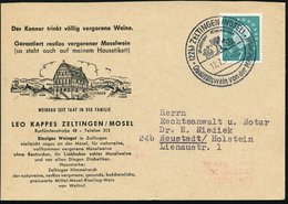 1961 (22 B) ZELTINGEN (MOSEL), Handwerbestempel: Zeltinger Himmelreich, Qualitätswein.. (Weinpokal, Weintraube) Auf Rekl - Sonstige & Ohne Zuordnung