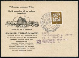 1962 (7.4.) (22 B) ZELTINGEN (MOSEL), Handwerbestempel: Zeltinger Himmelreich, Qualitätswein.. (Weinpokal, Weintraube) A - Altri & Non Classificati