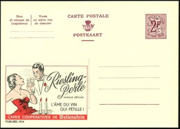 1959 BELGIEN, 2 F. Publibel-Ganzsache: Riesling Perlé.. L'AME DU VIN.. (Paar Mit Sektgläsern, Kerzen) Ungebr. (Mi.P 319  - Other & Unclassified