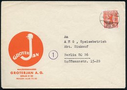 1945 (4.9.) BERLIN N 20, Dekorativer Firmenbrief: GROTERJAN MALZBIERBRAUEREI.. (Logo) 8 Pf. Berliner Bär, Nachkriegs-Ort - Andere & Zonder Classificatie