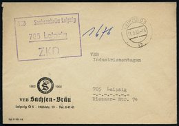 1965 (11.2.) 705 Leipzig, Viol. ZKD-Stempel: VEB Sachsenbräu Leipzig ZKD + 2K-Steg: LEIPZIG O 5, Dekorativer ZKD-Firmenb - Other & Unclassified