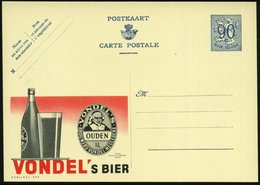 1951 BELGIEN, 90 C. Publibel-Ganzsache: VONDEL'S BIER.. (Bierflasche, Glas, Logo) Ungebr. (Mi.P 273 II / 992) - Bier / B - Other & Unclassified