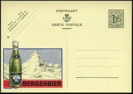 1952 BELGIEN, 1,20 F. Publibel-Ganzsache: BERGERBIER (Bierflasche, Alpiner Berg) Flämischer Titel Oben, Ungebr. (Mi.P 28 - Sonstige & Ohne Zuordnung