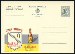 1959 BELGIEN, 1,50 F. Publibel-Ganzsache: JOHN SMITH'S PALE-ALE SCOTCH ALE.. (Wappen Mit Hufeisen, Bierflasche) Ungebr.  - Autres & Non Classés