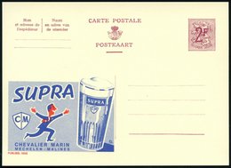 1959 BELGIEN, 2 F. Publibel-Ganzsache: SUPRA CM.. (Mann Stürmt Auf Bierglas Zu) Ungebr. (Mi.P 319 I / 1858) - Bier / Bee - Sonstige & Ohne Zuordnung