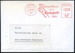 1965 (13.10.) 31 CELLE 1, Absender-Freistempel: Reines Water Durch Berkefeld (Hand Mit Wasserfilter) Rs. Abs.-Vordruck,  - Otros & Sin Clasificación