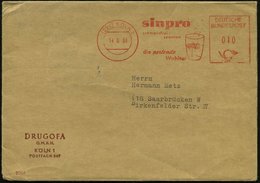 1961 (22 C) KÖLN 1, Absender-Freistempel: Sinpro, Schmerzfrei Spontan.. = Wasserglas Sprudelnd, Firmenbrief: DRUGOFA GMB - Sonstige & Ohne Zuordnung