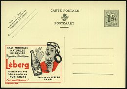 1952 BELGIEN, 1,20 F. Publibel-Ganzsache: EAU MINERALE NATURELLE.. Léberg (Flasche, Frau Mit Trinkglas) Ungebr. (Mi.P 28 - Altri & Non Classificati
