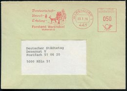 1976 (23.3.) 441 WARENDORF 1, Absender-Freistempel: Forsrwirtschaft -, Umwelt-, Erholung, Forstamt Warendorf (Mischwald, - Sonstige & Ohne Zuordnung