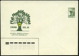 1990 LITAUEN, 5 Kop. Sonder-Ganzsachen-Umschlag: Nationalbaum = Eiche, Ungebr. (Mi.U 2) - Wald & Baum / Forest & Tree /  - Andere & Zonder Classificatie