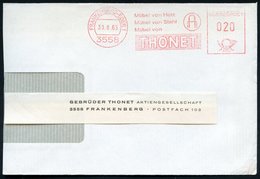 1963 (30.8.) 3558 FRANKENBERG-EDER 1, Absender-Freistempel: THONET.. (Stuhl-Logo) Teil-Firmenbrief - Holz & Möbel / Wood - Altri & Non Classificati