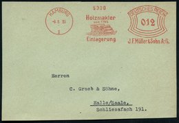 1935 HAMBURG 1, Absender-Freistempel: Holzmakler Seit 1795.. J.F. Müller & Sohn AG (Holzstapel, Baumstämme) Kleine Vorde - Altri & Non Classificati
