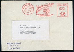 1961 (10.7.) (21 A) HERFORD, "Vado Möbel".. WILHELM VALLDORF MÖBELFABRIK (Firmen-Logo) Firmenbrief - Holz & Möbel / Wood - Sonstige & Ohne Zuordnung