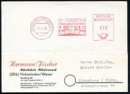 1961 (20 B) HOLZMINDEN 1, Absender-Freistempel: H. FISCHER; Formschöne Anbaumöbel (System-Möbel) Zweifabrige Firmenkarte - Other & Unclassified