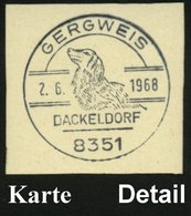 1968 (2.6.) 8351 GERGWEIS, Sonderstempel: DACKELDORF (Dackel = Jagdhund) Inl.-Karte (Bo.1 , Nur Am 2.6. Verwendet) - Jag - Sonstige & Ohne Zuordnung