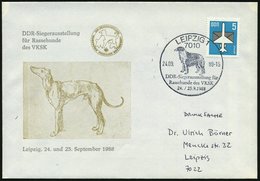 1988 (24.9.) 7010 LEIPZIG 1, Sonderstempel: DDR-Siegerausstellung Für Rassehund.. (Windhund) Auf Passendem Sonderumschla - Otros & Sin Clasificación