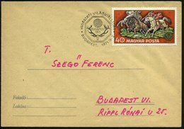 1971 (2.9.) UNGARN, 40 F. "Welt-Jagd-Ausstellung" (= Histor. Wisent-Jagd) + Passender Sonderstempel: BUDAPEST (Geweih, G - Sonstige & Ohne Zuordnung