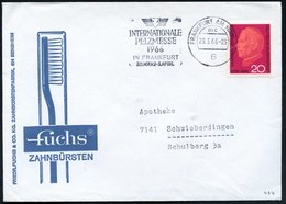 1966 (März) 6 FRANKFURT AM MAIN 2, Maschinen-Werbestempel: INTERNAT. PELZMESSE 1966 (Fuchskopf) Reklamebrief: Fuchs ZAHN - Autres & Non Classés