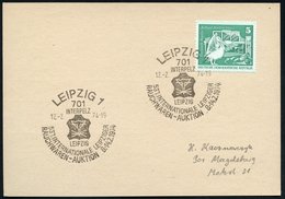 1974 (12.2.) 701 LEIPZIG 1, Sonderstempel: INTERPELZ, 537. JNTERNAT. LEIPZIGER RAUCHWAREN-AUKTION (Pelztierkopf, Fell) I - Sonstige & Ohne Zuordnung