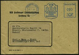 1959 (2.7.) FREIBERG (SACHS) 1, Blauer Absender-Freistempel: VEB FREIBERGER BEKLEIDUNG (Turm-Wappen) Dienstbrief - Leder - Sonstige & Ohne Zuordnung