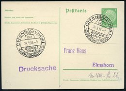 1936 (24.9.) OFFENBACH (MAIN) 1, Handwerbestempel: Stadt Des Leders (Ledertasche) Inl.-Karte (Bo.9, Nur 1936-37) - Leder - Andere & Zonder Classificatie