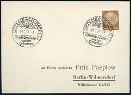 1937 (29.7.) OFFENBACH (MAIN) 1, Handwerbestempel: Stadt Des Leders U. Der Lederware (Eichenzweig) Inl.-Karte (Bo.11, Er - Altri & Non Classificati