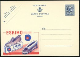 1951 BELGIEN 90 C. Publibel-Ganzsache: ESKIMO.. (2 Stoff-Hausschuhe, Eskimokopf) Flämischer Titel Oben, Ungebr. (Mi.P 27 - Altri & Non Classificati