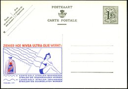 1952 BELGIEN, 1,20 F. Publibel-Ganzsache: NIVEA ULTRA OLIE.. = Darstellung Von UV-Strahlen, Sonnenbadenede Frau, Nivea-S - Sonstige & Ohne Zuordnung