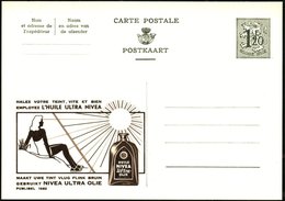 1954 BELGIEN, 1,20 F. Publibel-Ganzsache: L'HUILE ULTRA NIVEA... = Darstellung Von UV-Strahlen, Sonne, Sonnenbadenede Fr - Andere & Zonder Classificatie