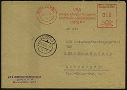 1950 (24.11.) (10 B) LEIPZIG W 31, Absender-Freistempel: IFA, Vereinigte Volkseigene Fahrzeugwerke, Schalldämpfer- U. Ka - Autres & Non Classés