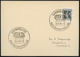 1960 (Mai) LUDWIGSLUST, Handwerbestempel: NATURSCHUTZWOCHE (Naturschutz-Logo: Uhu, Eichen- U. Kiefernzweig) Inl.-Karte ( - Altri & Non Classificati