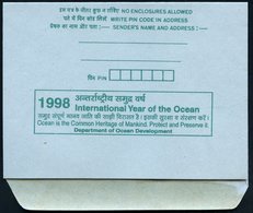 1998 INDIEN, 1,50 R. Ganzsachen-Faltbrief: 1998 Internat. Year Of The Ocean.. (rs., Zweisprachig) Ungebr. - Natur- & Umw - Andere & Zonder Classificatie