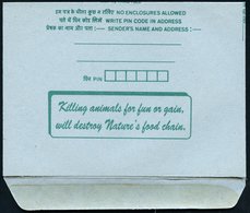 1998 INDIEN, 1,50 R. Ganzsachen-Faltbrief: Killing Animals For Fun Or Gain, Will Destroy Nature's Food Chain. (Wer Tiere - Other & Unclassified