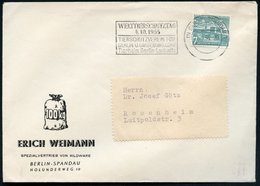 1955 (23.9.) (1) BERLIN-SPANDAU 1, Maschinen-Werbestempel: WELTTIERSCHUTZTAG 4.10. 1955, TIERSCHUTZVEREIN FÜR BERLIN..,  - Sonstige & Ohne Zuordnung