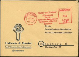 1950 (2.3.) (16) BENSHEIM, Absender-Freistempel: Kohle- U. Energie-Einsparung Durch Hallwachs-Mengenmesse, Hallwachs & M - Sonstige & Ohne Zuordnung