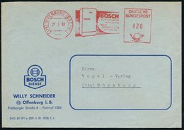 1961 (27.3.) (17 A) OFFENBURG (BADEN) 1, Absender-Freistempel: BOSCH Kühlschränke Stromsparsam.. (Kühlschrank) Firmenbri - Autres & Non Classés