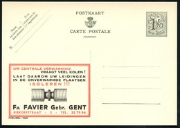 1952 BELGIEN, 1,20 F. Publibel-Ganzsache: UW CENTRALE VERWARMING VRAAGT VEEL KOLEN!.. LAAT.. ISOLEREN!!! (isolierte Rohr - Autres & Non Classés