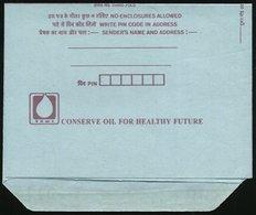 1998 INDIEN, 75 P. Amtl. Ganzsachen-Faltbrief, Rs. Text: CONSERVE OIL FOR HEALTHY FUTURE (Öltropfen) Ungebr. - Rohstoff- - Sonstige & Ohne Zuordnung