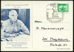 1975 (28.2.) 2724 DABEL 1, Sonderstempel: 30 JAHRE KULTURBUND DER DDR... = Gallerie-Holländermühle Auf Passender Sonderk - Other & Unclassified