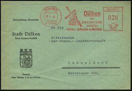 1964 (22.1.) 4052 DÜLKEN, Absender-Freistempel: Die Arbeitsame Stadt.. = Windmühle Auf Kommunaöbrief Mit Stadtwappen - W - Autres & Non Classés