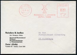 1963 (20.3.) (23) ZETEL, Absender-Freistempel Mit Alter PLZ: REINDERS & JANSSEN.. (Windmühle) Firmenbrief: Baumwoll-Bunt - Otros & Sin Clasificación