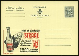 1959 BELGIEN, 1,50 F. Publibel-Ganzsache: VOOR UW GEZONDHEID.. "STRAAL" BRONNEN (Mineralwasserflasche U. Windmühle) Unge - Otros & Sin Clasificación