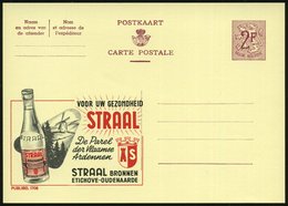 1959 BELGIEN, 2 F. Publibel-Ganzsache: VOOR UW GEZONDHEID.. "STRAAL" BRONNEN (Mineralwasserflasche U. Windmühle) Ungebr. - Autres & Non Classés